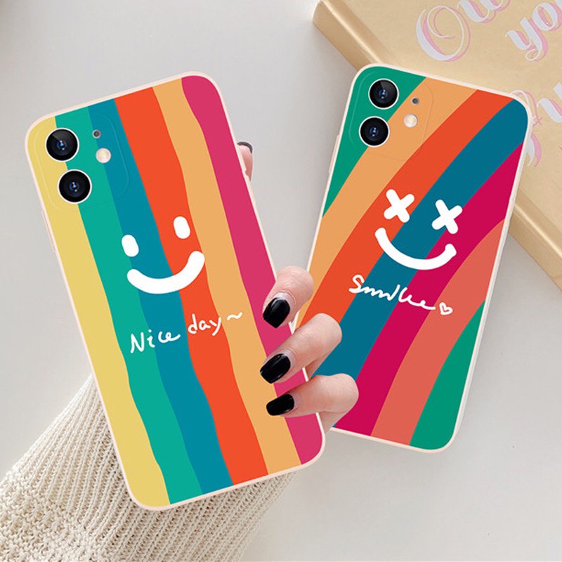 Ốp lưng iphone cầu vồng Mặt Cười nice day dẻo cạnh vuông bảo vệ camera 7plus/8plus/x/xs/xsmax/11/12/13/14/pro/promax