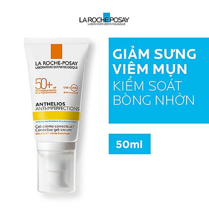 &quot;Kem Chống Nắng La Roche-Posay Cho Da Dầu, Dễ Nổi Mụn 50ml,Anthelios Anti-Imperfection SPF50+