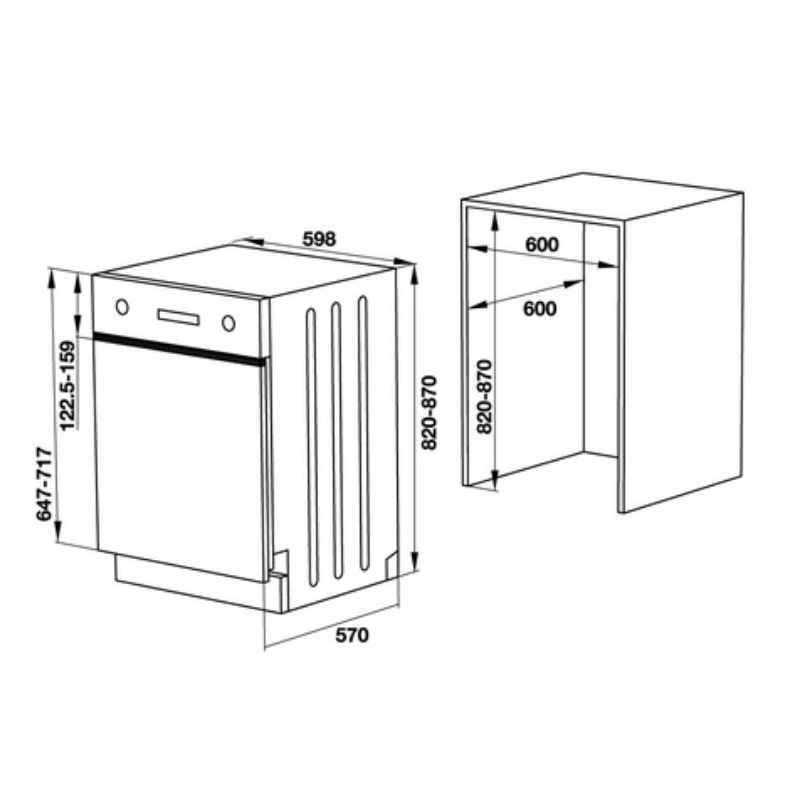 Máy Rửa Chén Âm Bán Phần HAFELE HDW-HI60B 533.23.210 - Sức chứa 15 bộ đồ ăn