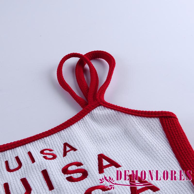 Áo hai dây thân ngắn thêu chữ gợi cảm thời trang cho nữ