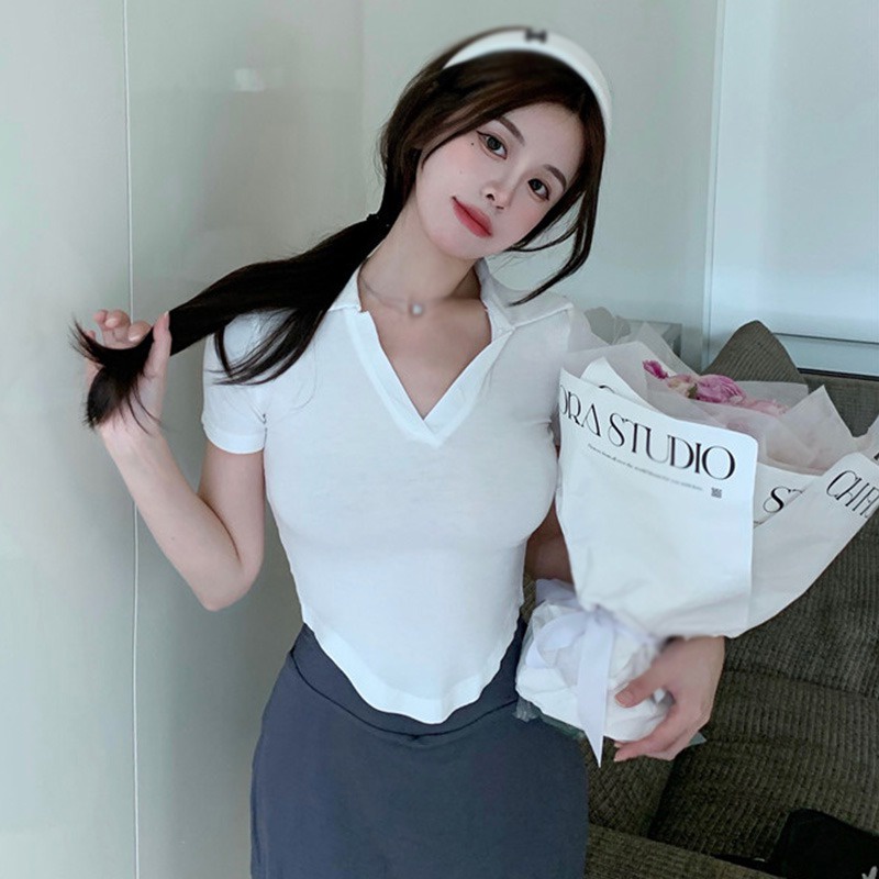 Áo Thun Tay Ngắn Cổ Chữ V Thời Trang Mùa Hè Dành Cho Nữ