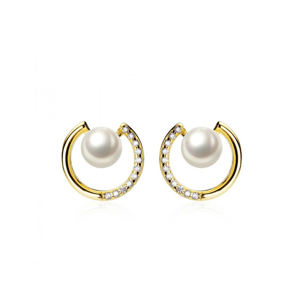 JARRED Bông Tai Mạ Bạc 925 Hình Chữ C Đính Pha Lê Sang Trọng