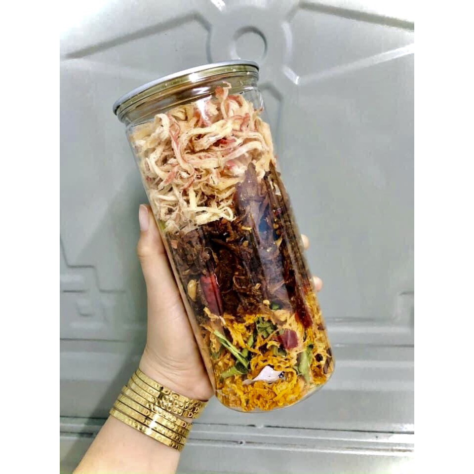 Khô mực mix khô heo, khô gà lon 300g, mix 3 vị, đậm đà, hàng đảm bảo chất lượng | BigBuy360 - bigbuy360.vn