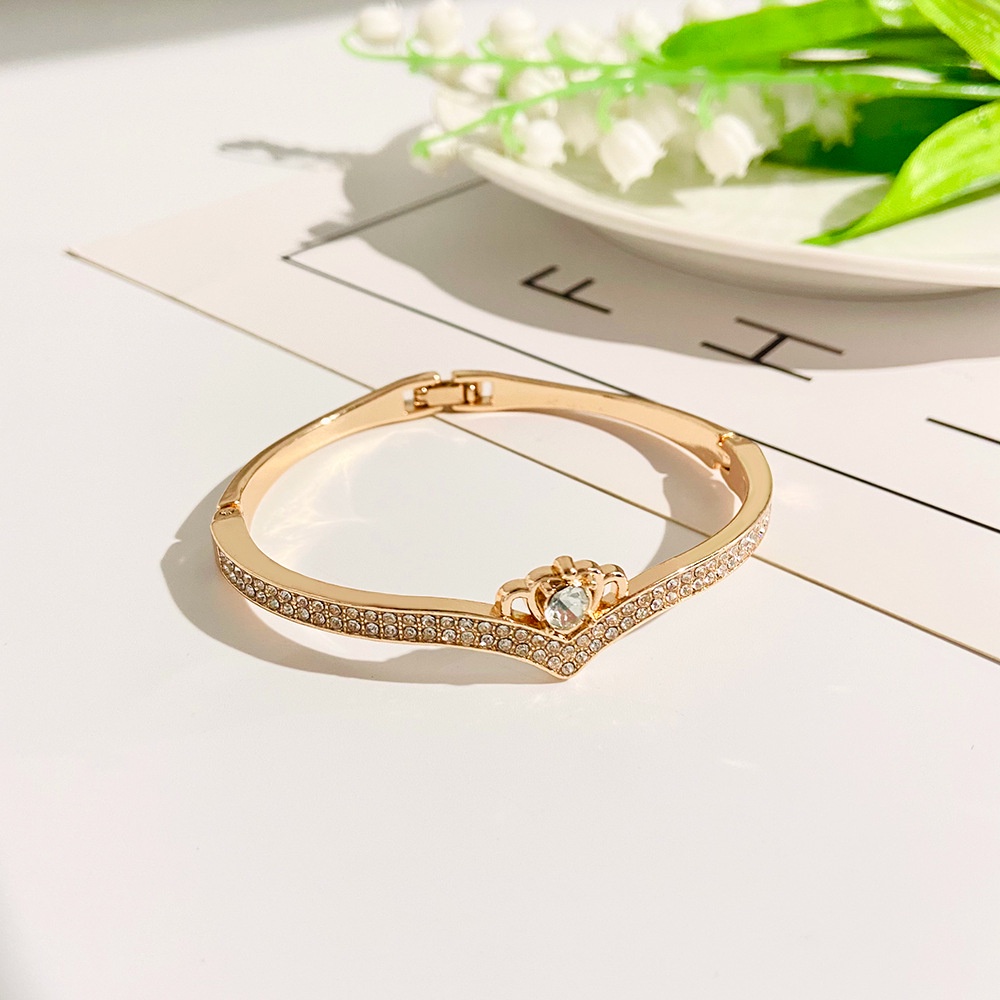 Vòng Tay Hình Vương Miện Đính Đá Zircon Sang Trọng Thời Trang Hàn Quốc