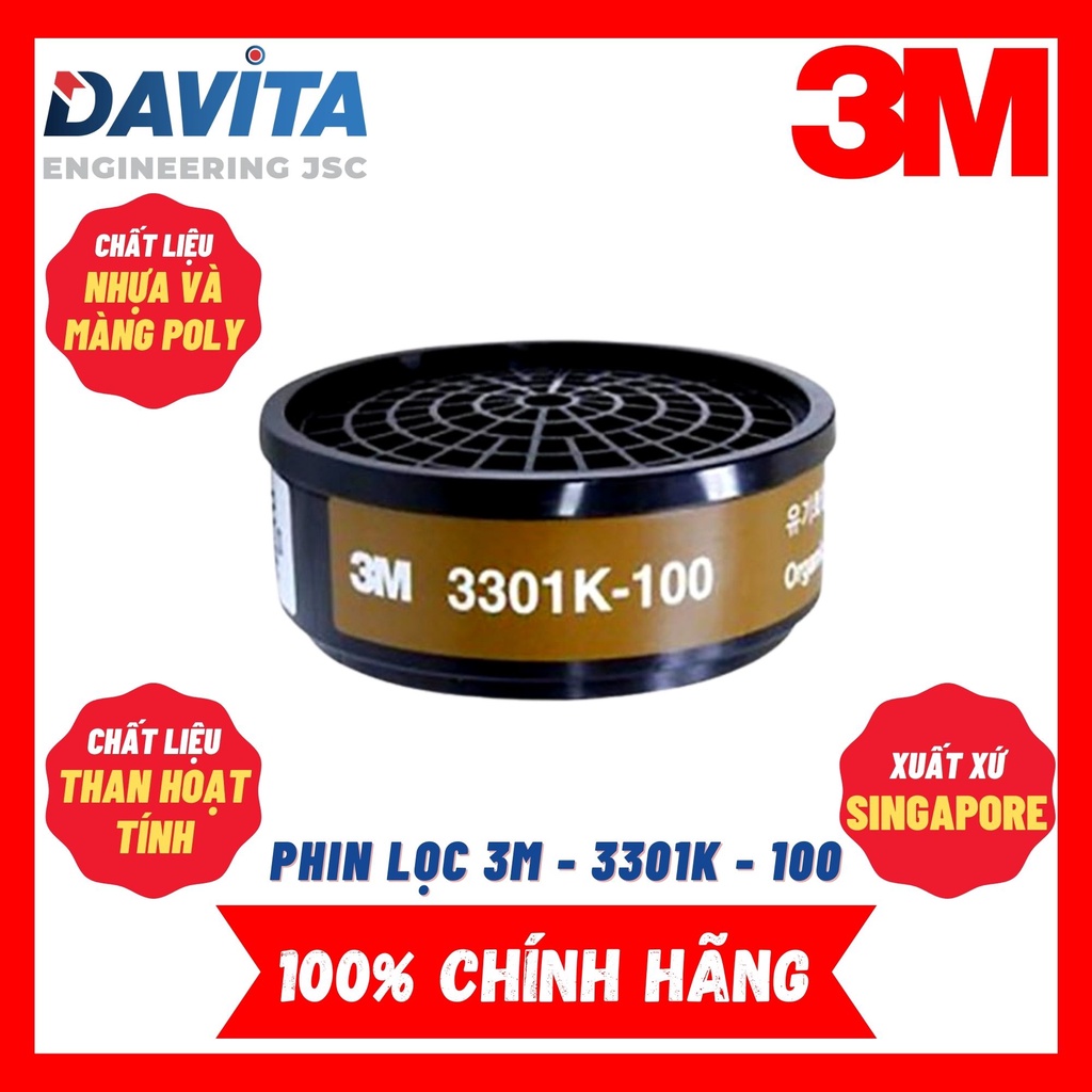 Phin Lọc 3301K-100 3M dùng cho mặt nạ 1 phin lọc 3M