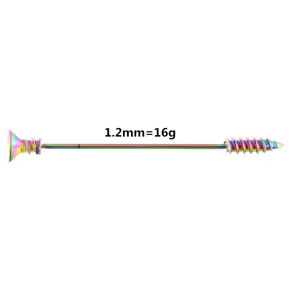 Set 8 Khuyên Tai 14G Màu Cầu Vồng Bằng Thép Không Gỉ