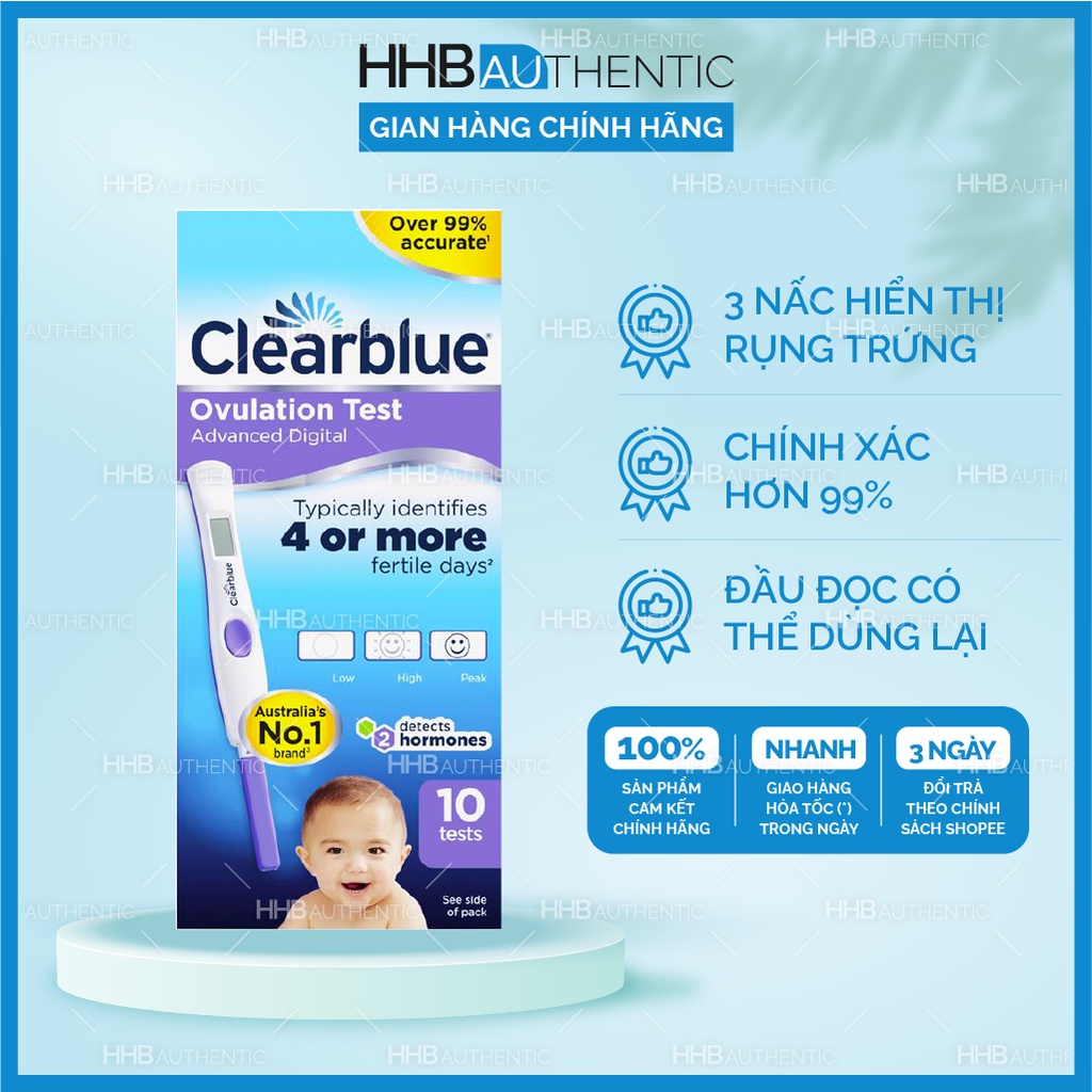 Que thử rụng trứng Clearblue 4 Or More 3 nấc hiển thị - Xuất xứ Úc