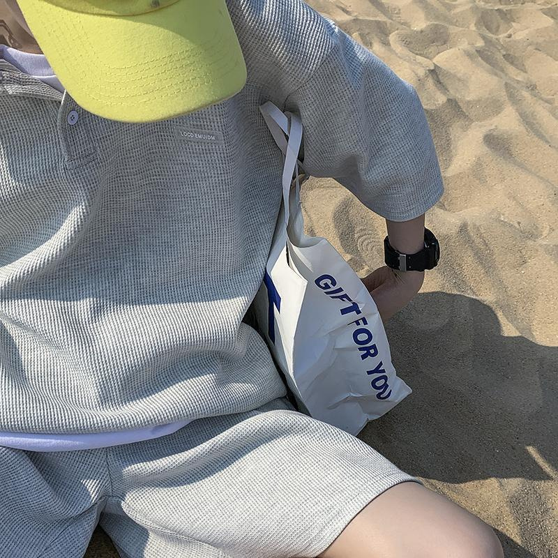 Set áo polo ngắn tay + quần short dáng rộng thời trang mùa hè phong cách Hàn Quốc cho nam