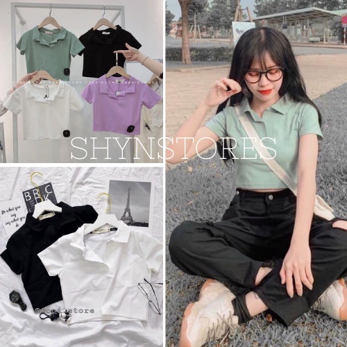 Áo Croptop nữ Shynstores - áo croptop polo 4 màu freeship