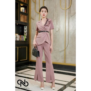 Set vest công sở nữ Chanony màu hồng đất nhạt CS114