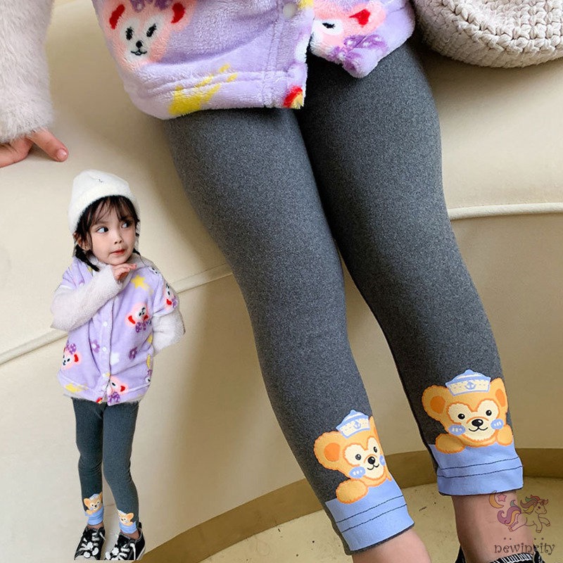 Quần Legging Lưng Cao In Họa Tiết Hoạt Hình Phong Cách Hàn Quốc Cho Bé Gái