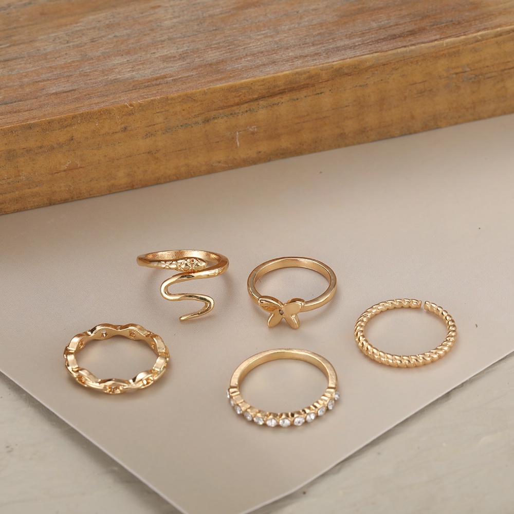 Set 5 nhẫn đeo ngón tay đính ngọc trai sang trọng cho nữ