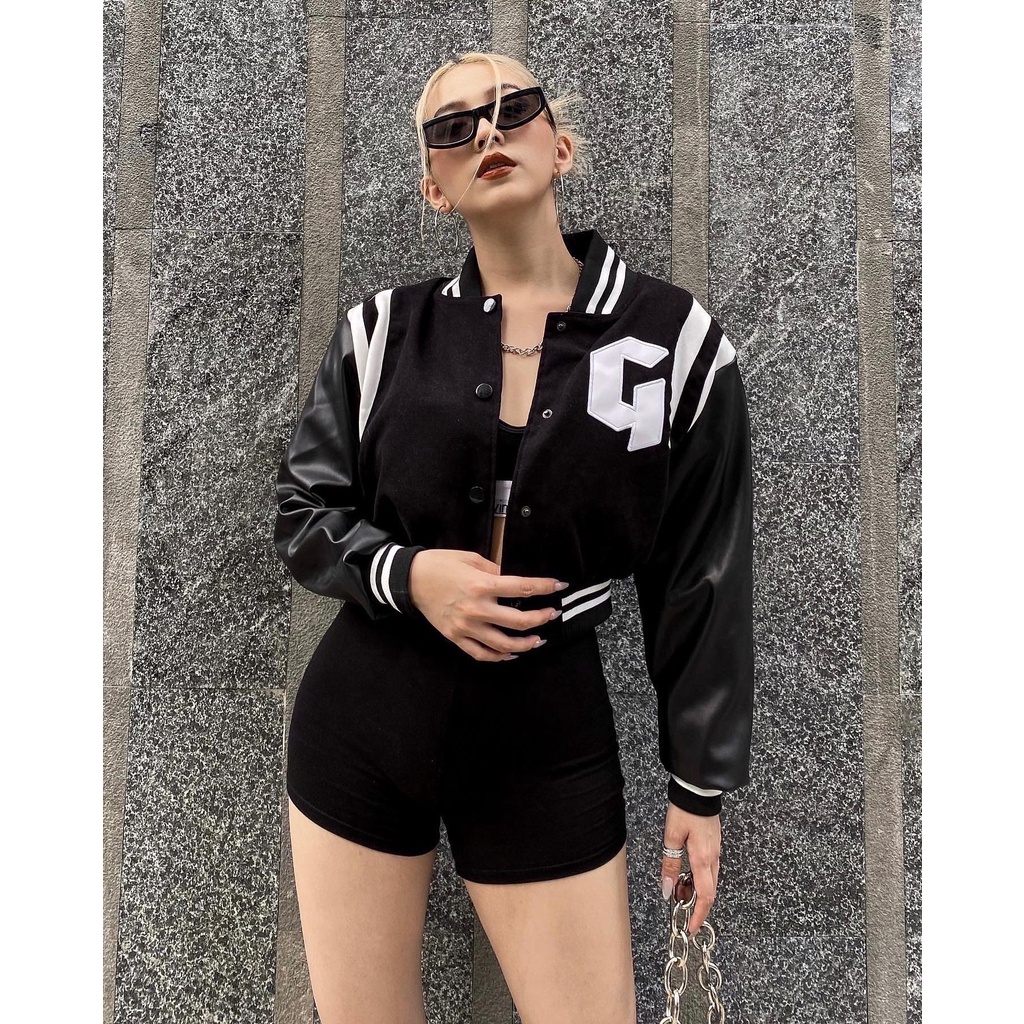 Áo Khoác Croptop Nữ Nỉ Form Rộng Gonz - S1