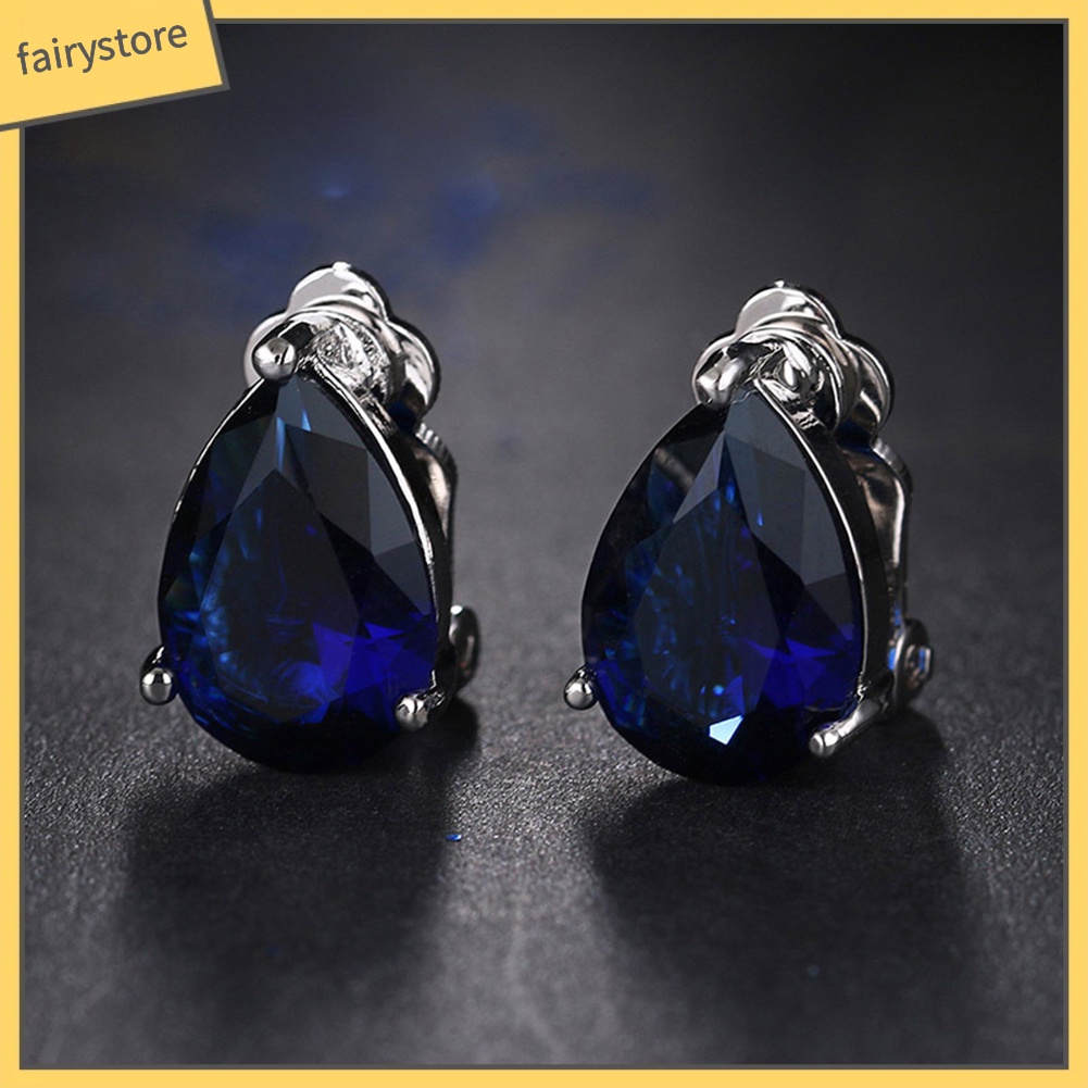 Bông Tai Đính Đá Hình Giọt Nước Thời Trang Cho Nữ