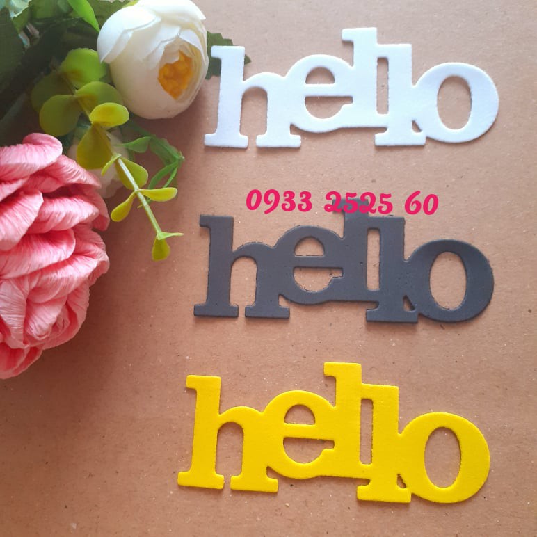 6 chữ HELLO bằng xốp, 8.9x3.8cm- Hình trang trí thiệp, tập, sổ, scrapbook, bookmark _dụng cụ dán _ chữ trang trí DIY