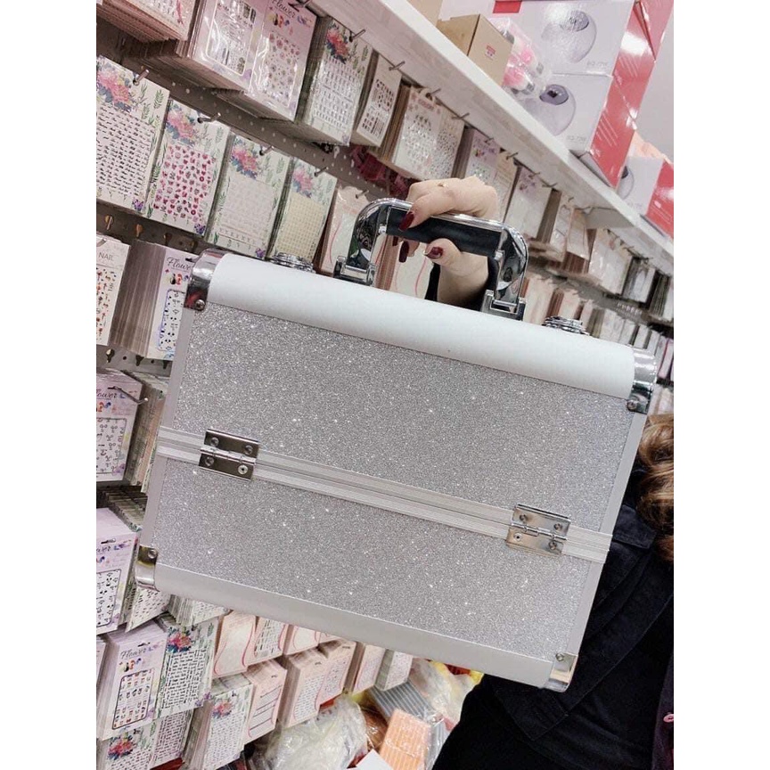 Cốp Nhôm 2 Tầng Có Khóa (Sz 32*21*26cm) Đựng Đồ Nail Mi Phun Xăm
