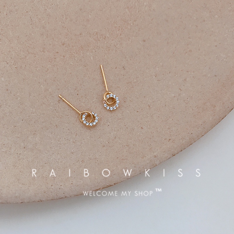 Bông tai dáng tròn khảm đá sành điệu dành cho nữ