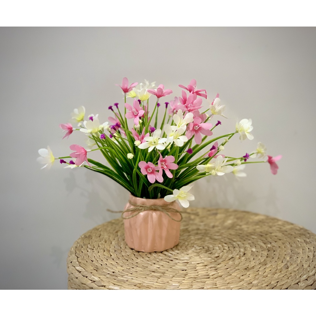 [Mã BMBAU50 giảm 7% đơn 99K] Chậu hoa giả thủy tiên chất lụa trang trí đẹp PKND FLOWERS &amp; DECOR