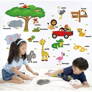 Decal dán tường tiếng anh về động vật T36