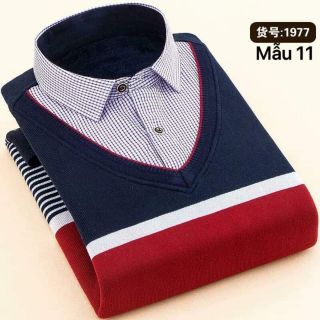 Áo len phối sơmi lót lông
