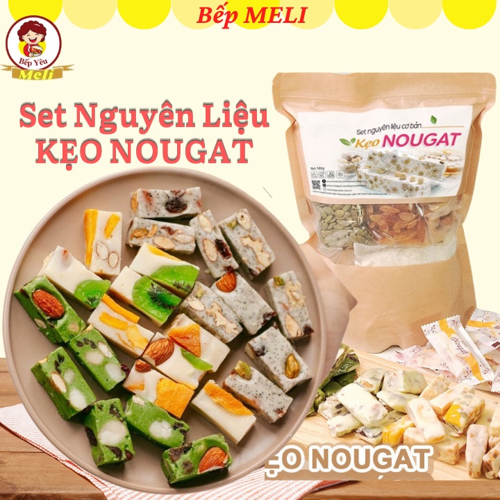 Set nguyên liệu làm kẹo nougat kẹo hạnh phúc ngon thượng hạng Bếp Meli (có đầy đủ giấy gói)