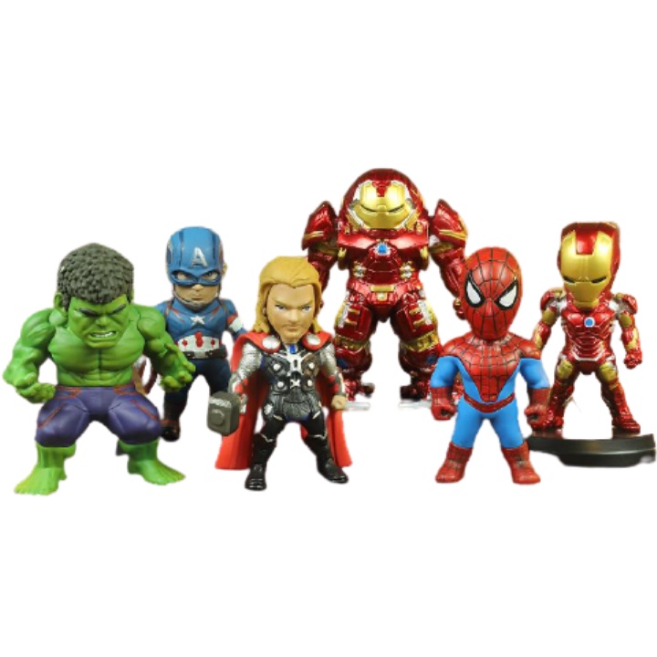 Mô Hình Siêu Anh Hùng Marvel 6 Nhân Vật - Đồ Chơi Mô Hình Mini Marvel Trang Trí Bàn Học, Bàn Làm Việc Siêu Đáng Yêu