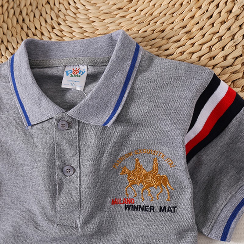 Áo bé trai polo chàng trai áo thun trẻ em Cotton nguyên chât áo thun 3-8 màu Áo thun trẻ con hè bình thường