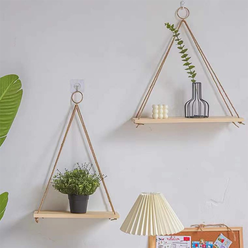 Kệ gỗ treo tường bằng dây thừng decor trang trí nhà cửa