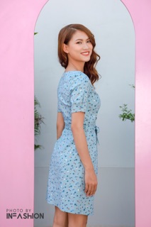 Đầm A cột eo nút trước InFashion