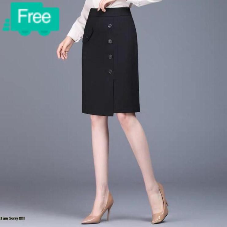 Chân váy bút chì xẻ tà 60cm lệch dáng suông | BigBuy360 - bigbuy360.vn