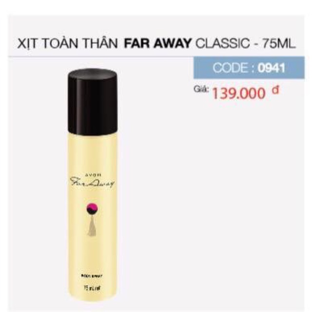 XỊT TOÀN THÂN FAR AWAY 75ML - NƯỚC HOA TOÀN THÂN FAR AWAY 75ML