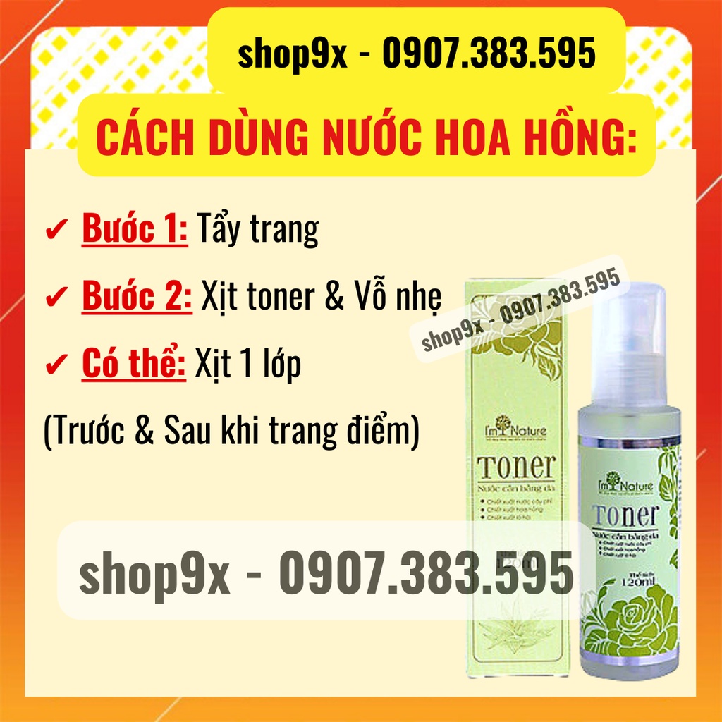 Nước Hoa Hồng Dưỡng Ẩm Dưỡng Trắng Da - Se Khít Lỗ Chân Lông Cho Da Dầu Và Da Mụn - Chống Lão Hóa Toner I’m Nature 120ml