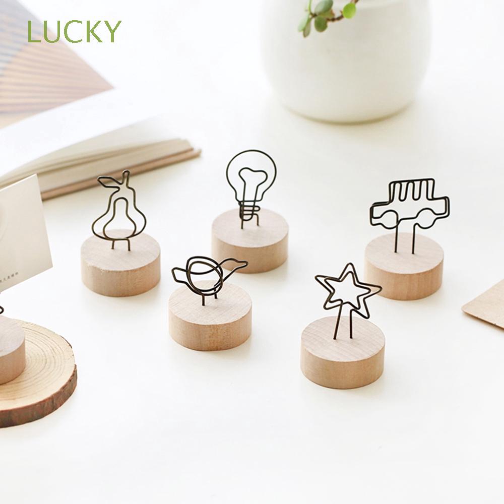 Phụ kiện kẹp ảnh để bàn có đế tròn bằng gỗ xinh xắn