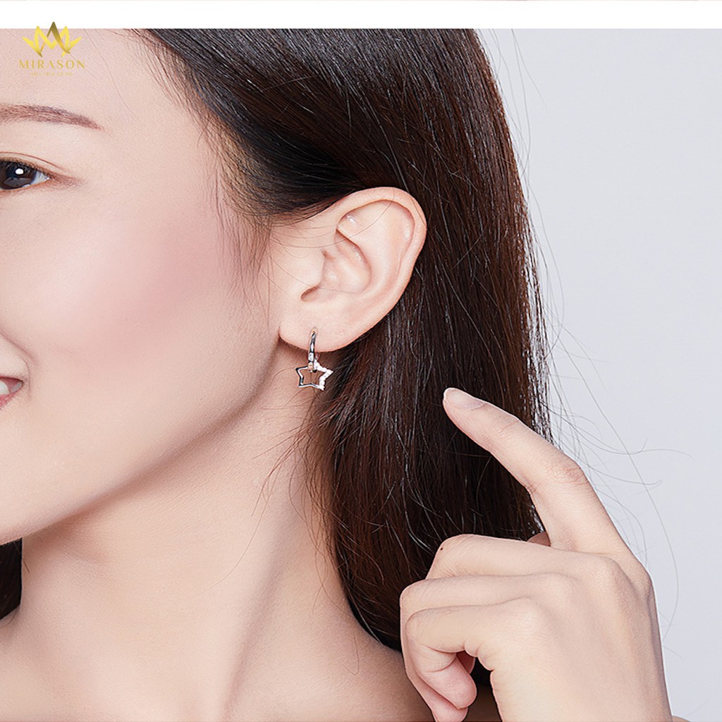 Khuyên Tai Bạc Nữ MIRASON Ngôi Sao, Dáng Tròn, Khoen Bấm Sang Trọng MBT149 - Bông Tai Nữ Bạc 925 Cao Cấp