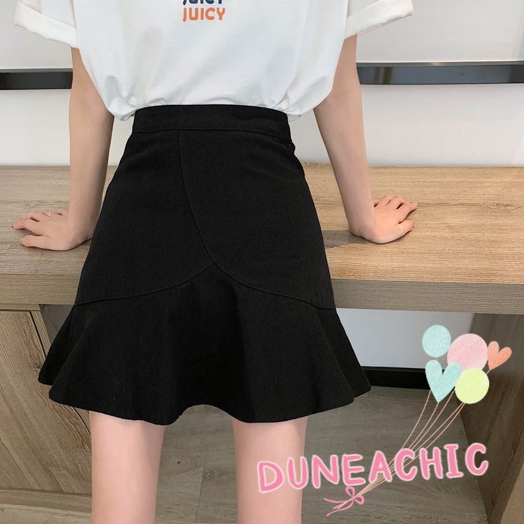 DUNEA Chân Váy Đuôi Cá Dáng Chữ A Lưng Cao Phối Bèo Thời Trang Cho Nữ Plus Size