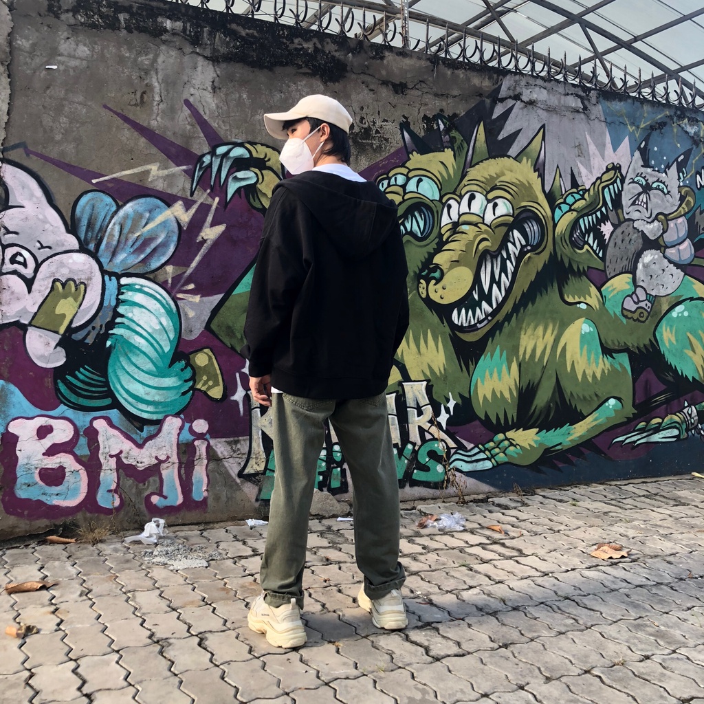 Áo jacket hoodie khóa zipper 2 chiều DATINO 100% Cotton thun da cá dày dặn form Streetwear, không xù