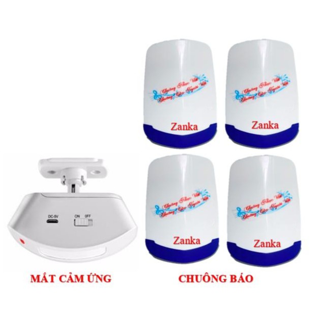 [KÈM PIN] Bộ 02 Chuông 01 Mắt cảm ứng báo khách không dây ZANKA TP-710 CHUÔNG NHẠC VIỆT