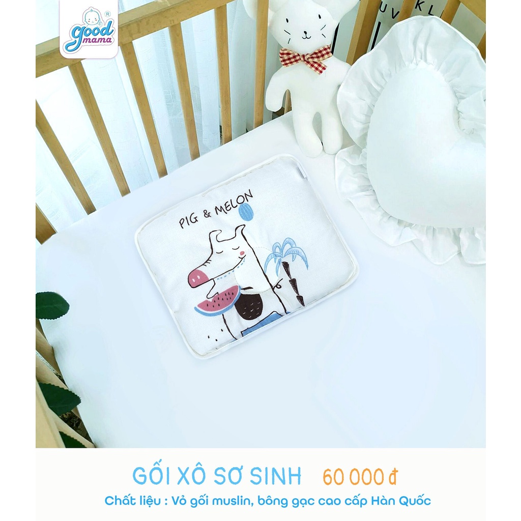 Gối Xô Sơ Sinh Cho Bé Goodmama Thấm Hút Mồ Hôi-Thoáng Khí-Kháng Khuẩn