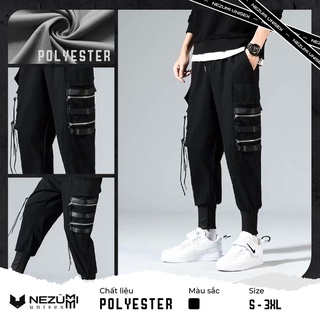 Quần jogger unisex nam nữ boxpant, túi hộp đen kèm đai tập gym, hiphop đường phố