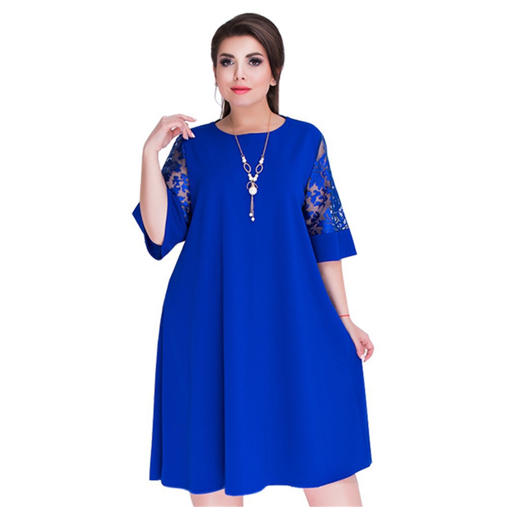 Đầm nữ suông tay ngắn phối ren thời trang | BigBuy360 - bigbuy360.vn