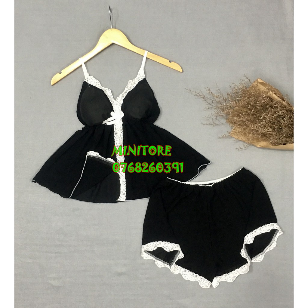 [DƯỚI 55KG] BỘ VOAN CROPTOP CÓ MÚT , VOAN MỎNG MÁT MẶC NGỦ BAO ĐẸP SEXY - HÀNG XƯỞNG NHÀ MAY ĐƯỜNG MAY KỸ