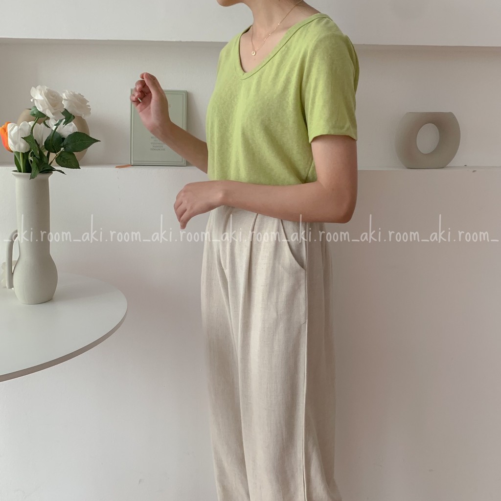 Quần suông đũi cạp một cúc lưng chun