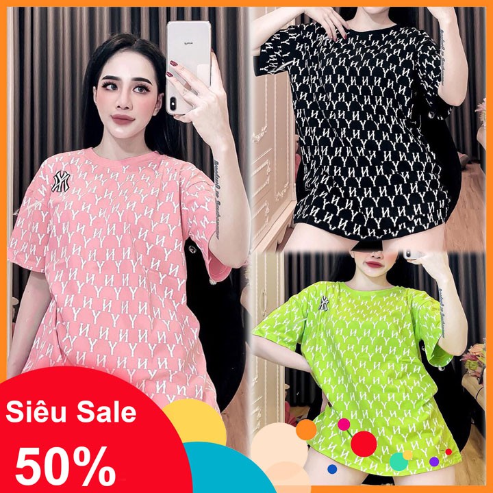 Áo phông NY tay lỡ form rộng unisex thêu Hot trend [freeship ]