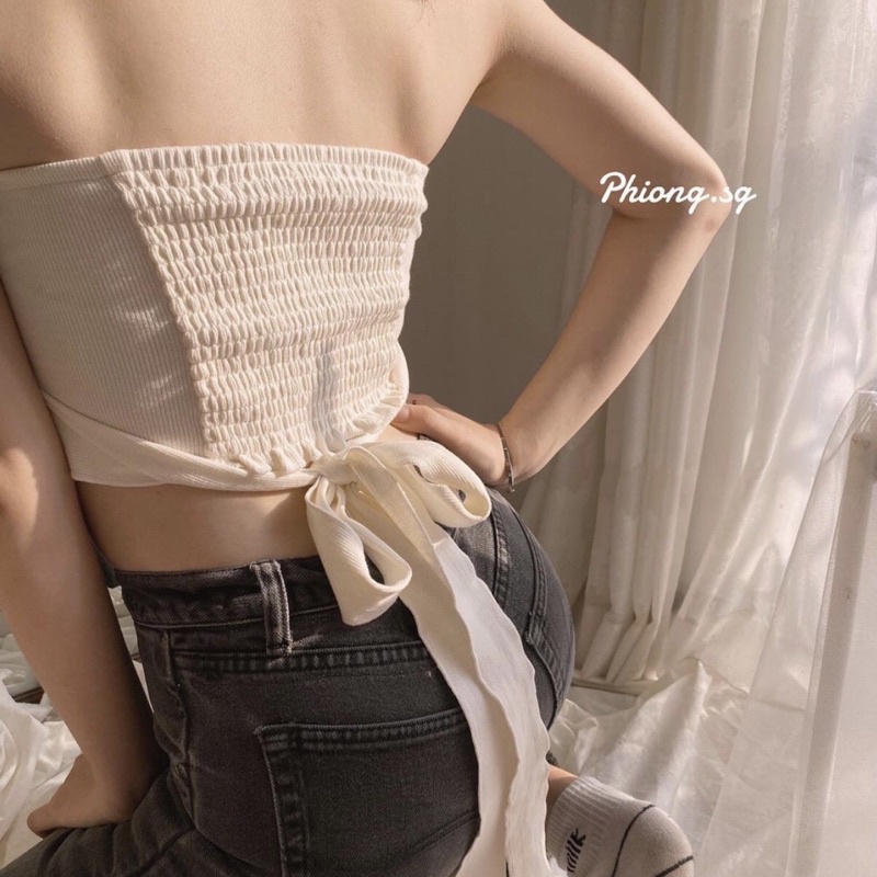 Áo ống sexy kiểu buộc dây nơ nữ áo croptop sexy | BigBuy360 - bigbuy360.vn