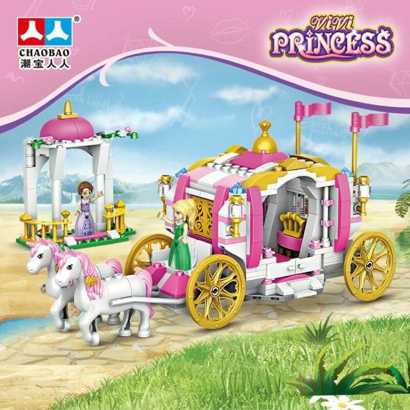 Lego princess lắp ghép xe ngựa kéo công chúa với 356 miếng ghép