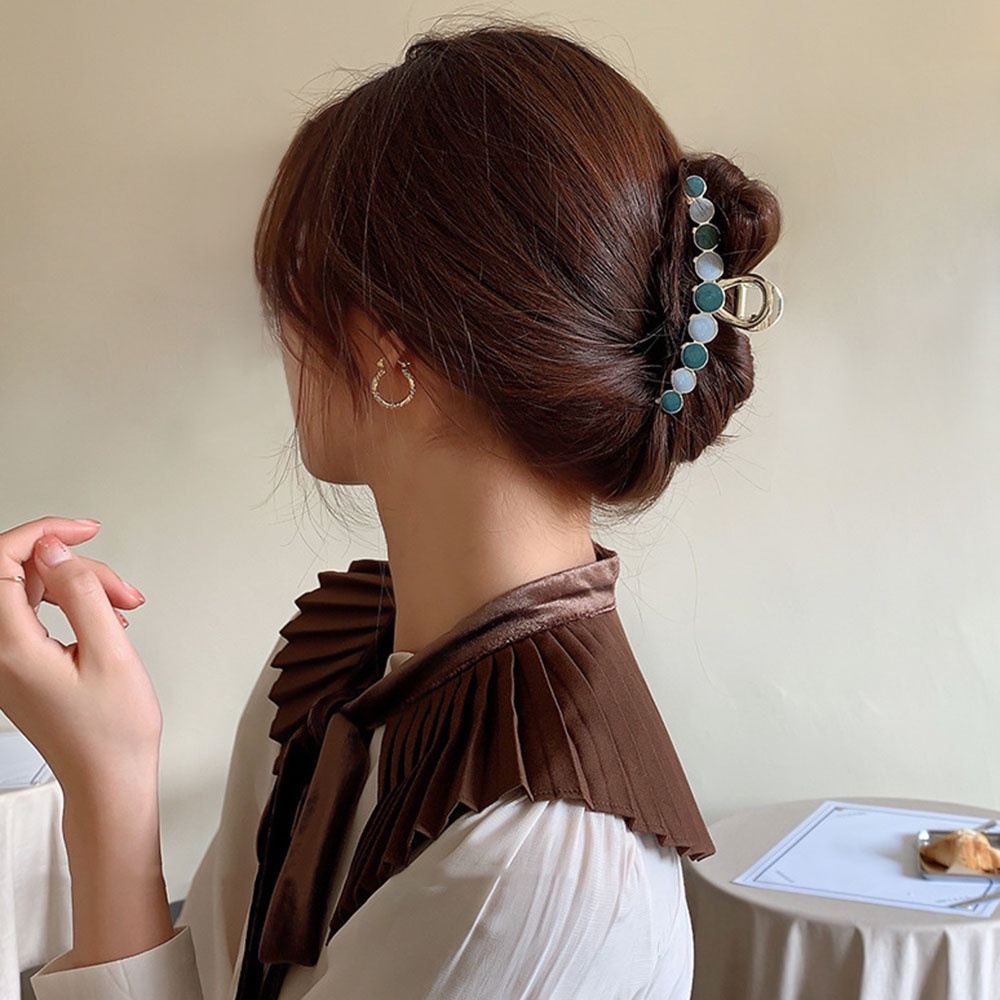Kẹp tóc kim loại hình tròn lớn phong cách retro cho nữ