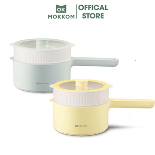 Nồi Điện Mini, Nồi Điện Mokkom Đa Năng Có Lồng Hấp Chống Dính Bằng Đá Maifan MK375