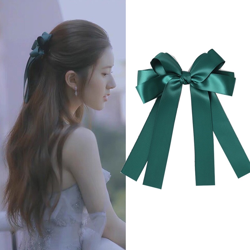 Combo 2 Kẹp nơ ruy băng, lụa/ kẹp trắng xinh xắn phong cách Hàn Quốc