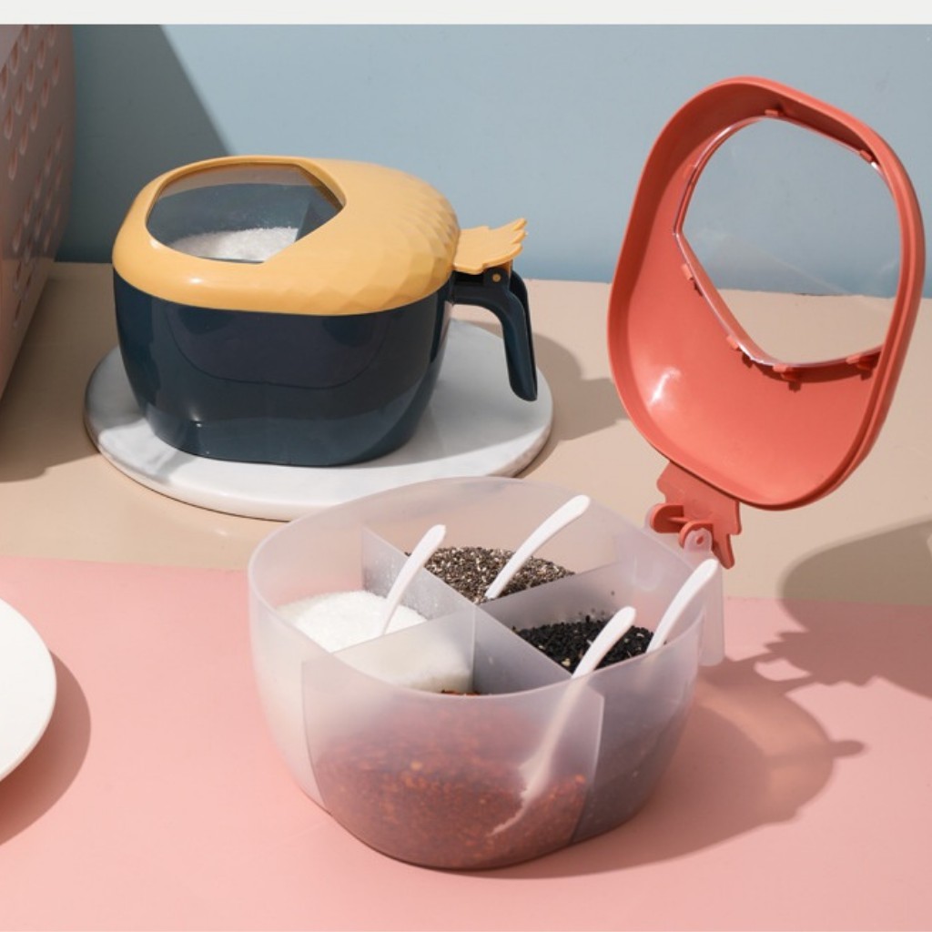 {HÀNG MỚI VỀ}❤️Hộp nhựa đựng gia vị 4 ngăn hình trái thơm siêu cute cao cấp tiện ích đồ dùng nhà bếp❤️