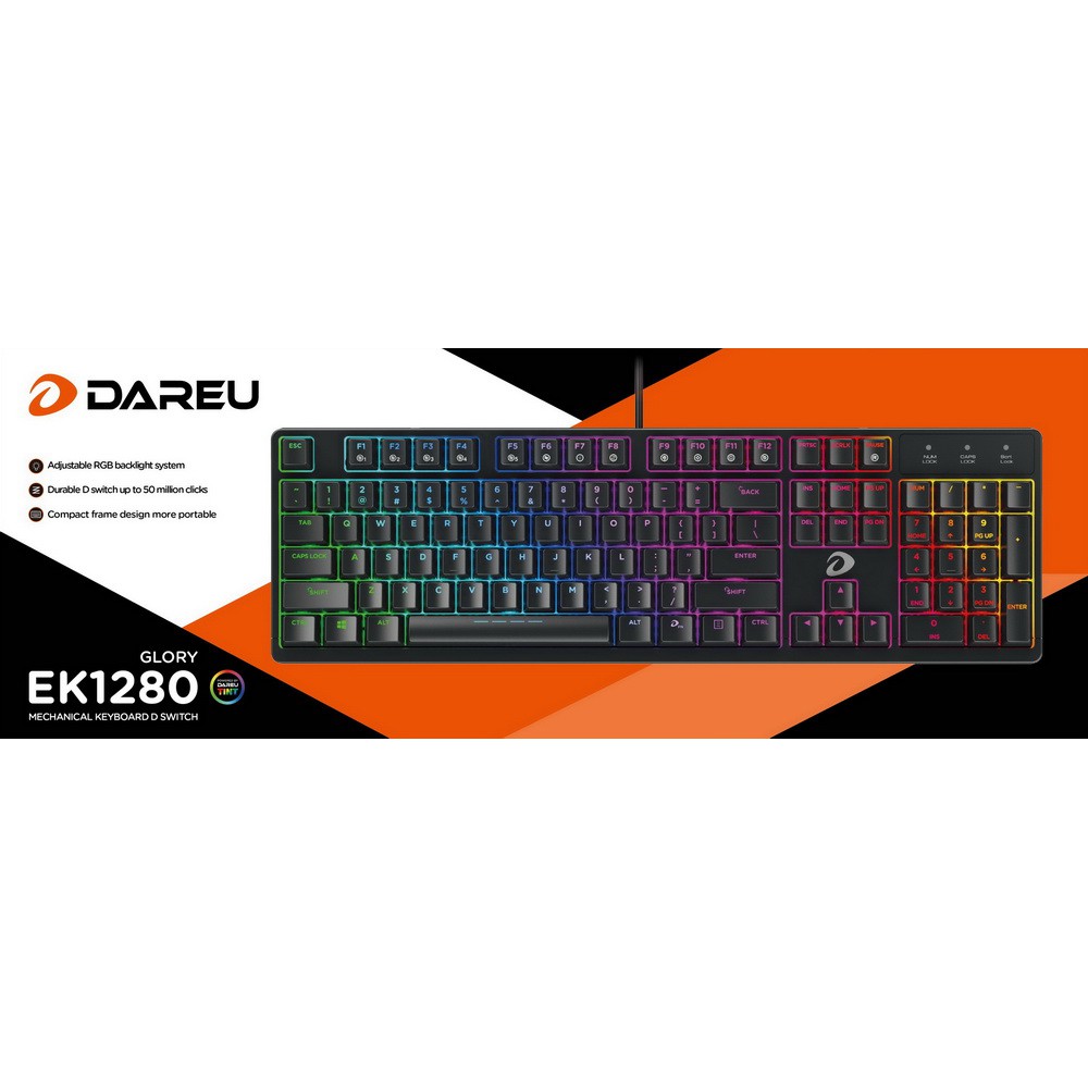 Bàn phím cơ DareU DK1280 - LED RGB - Blue switch - Máy tính 2T